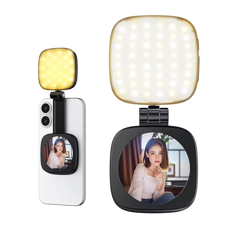Stand Selfie Fill Light with Mirror Brightness Adjustable Magnetic Selfie Light Handheld Rotatable Magnetic Photo Light Outdoor